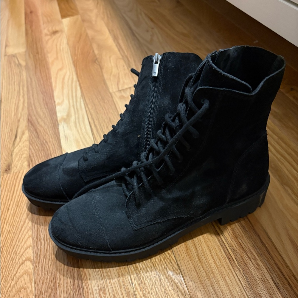Lucky Brand Women’s black suede combat boots size 9